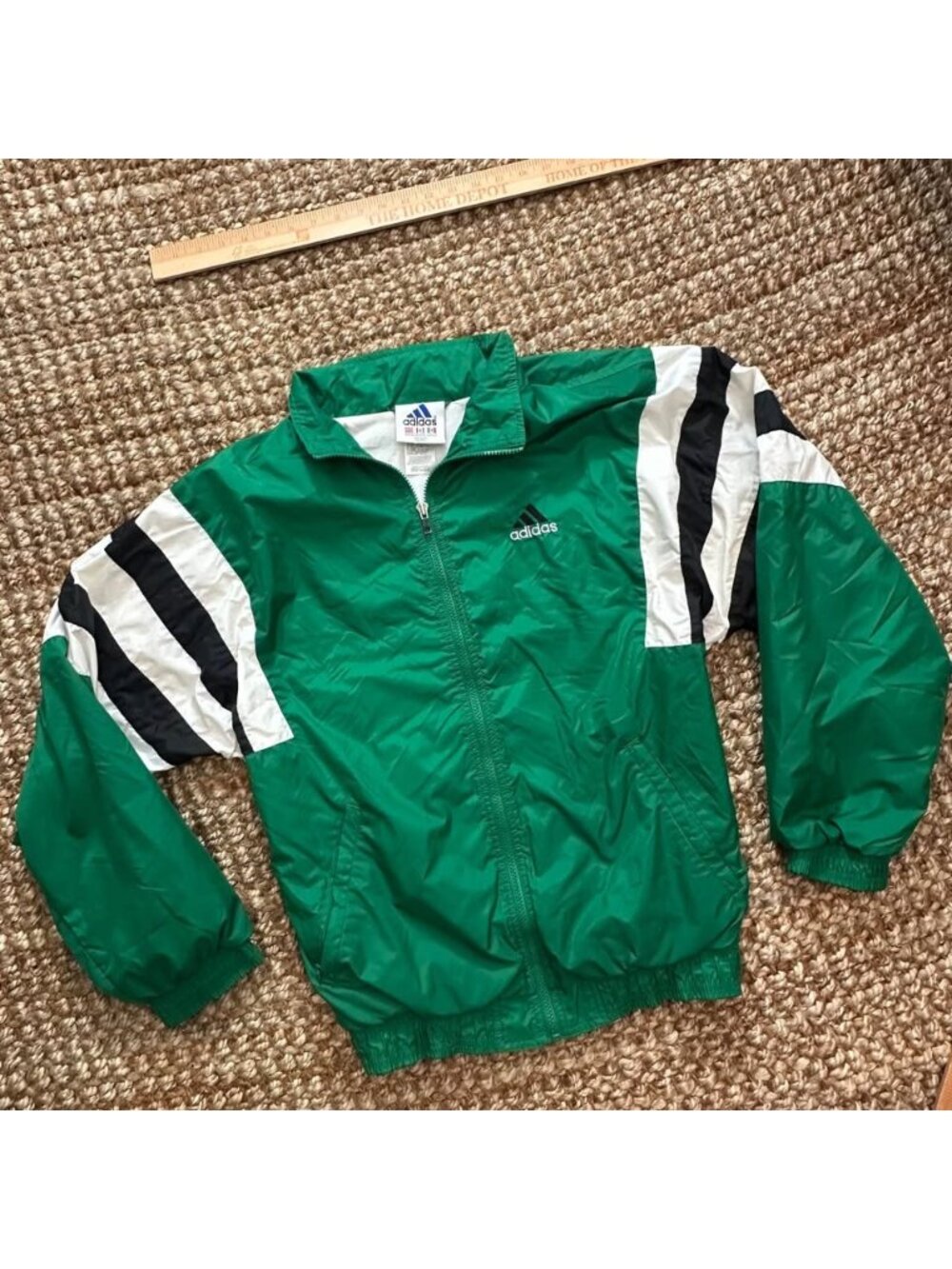 Vintage Adidas Mens Full Zip Nylon Track Jacket Green White Black Windbreaker Me